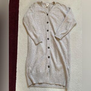 H&M Light Gray Button-Up Cardigan Dress